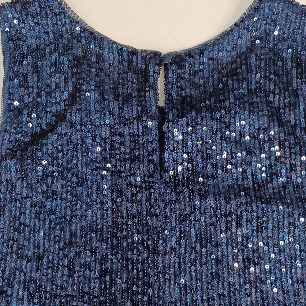 Women's On 34th NWT Blue Sequin Tank/Sleeveless Blouse with Lining Size XL - Picture 3 of 11